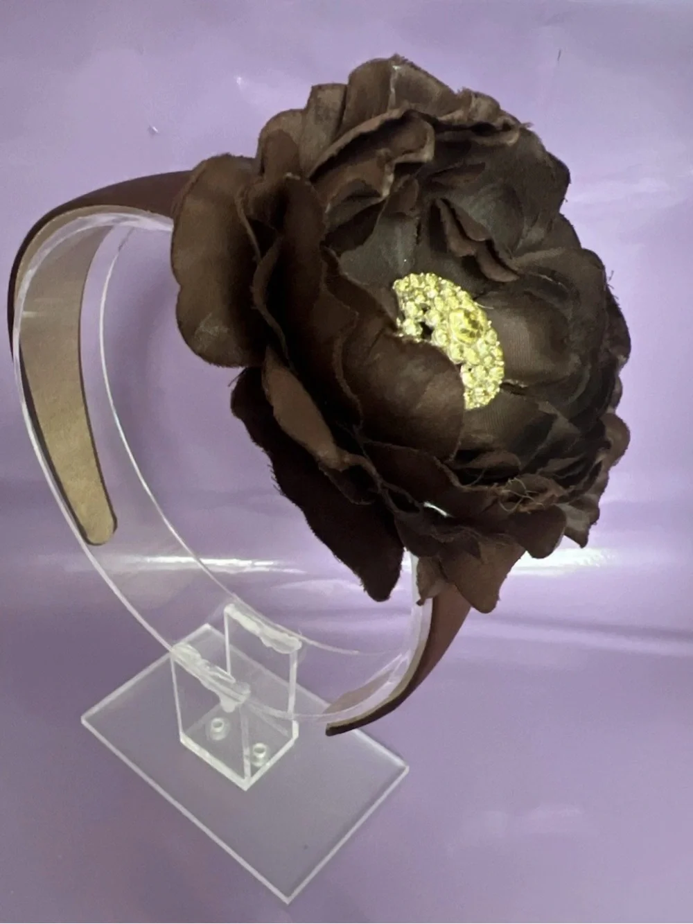 Brown Floral Crystal Accent Headband - Women Accessories - Picture 2 of 5